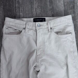 Abercrombie & Fitch Men Off White Cream Jeans Vintage Stretch 90s Slim 31W 30L